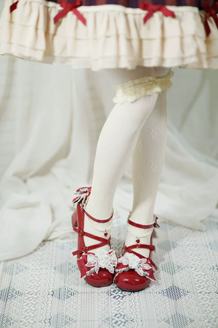 Spring Sakura - Wedding Sweet Lolita Heels Shoes, Floral Accent - Image 3