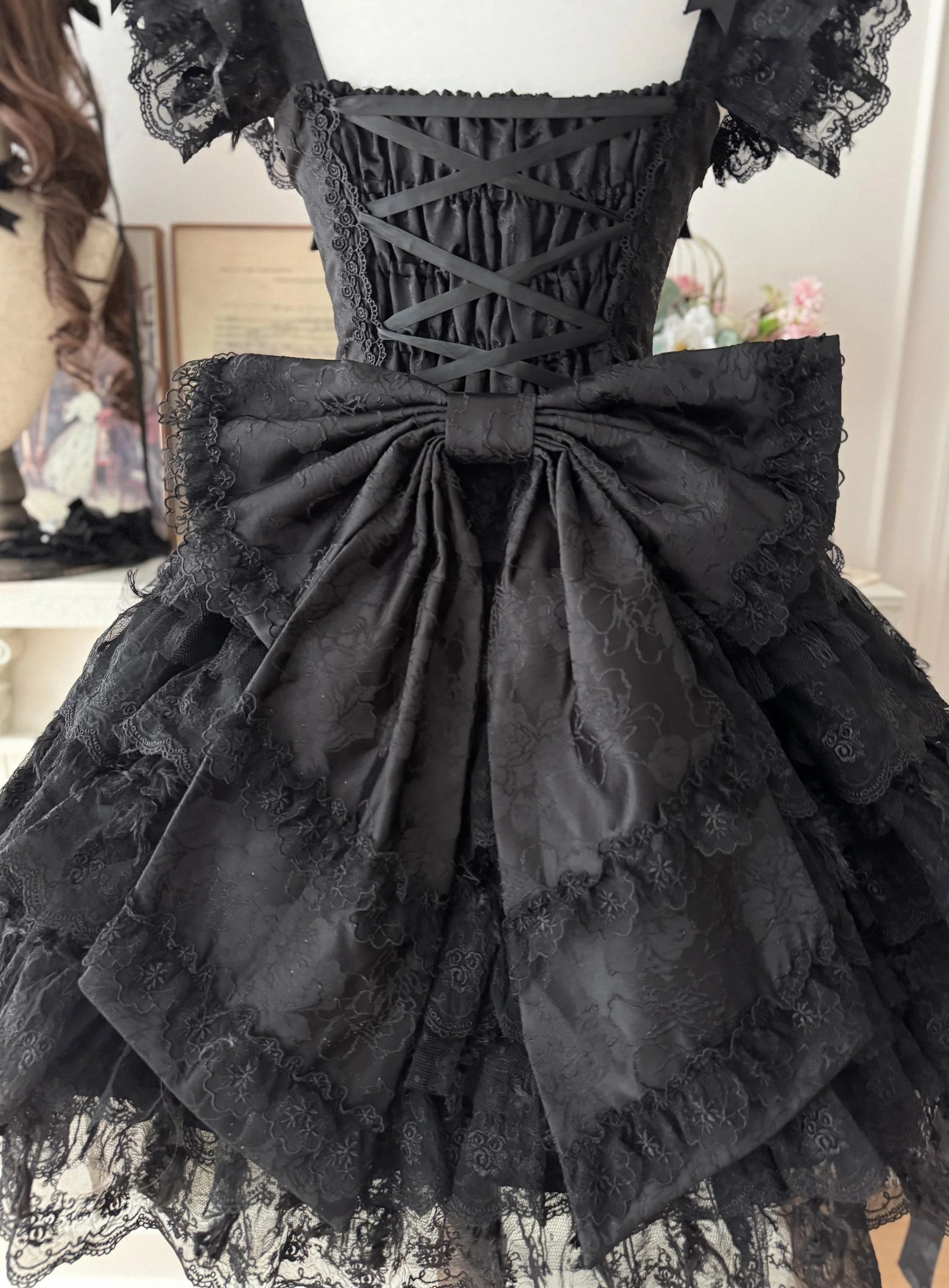 Snow Feather - Wedding Sweet Lolita JSK Dress, Multi-layered Lace Skirt - Image 16