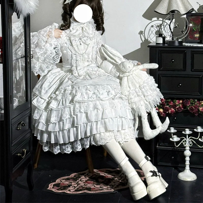 Hanguliang - Love Feathered Bond - Wedding Sweet Lolita JSK Gorgeous Bridal Blouse - Image 8