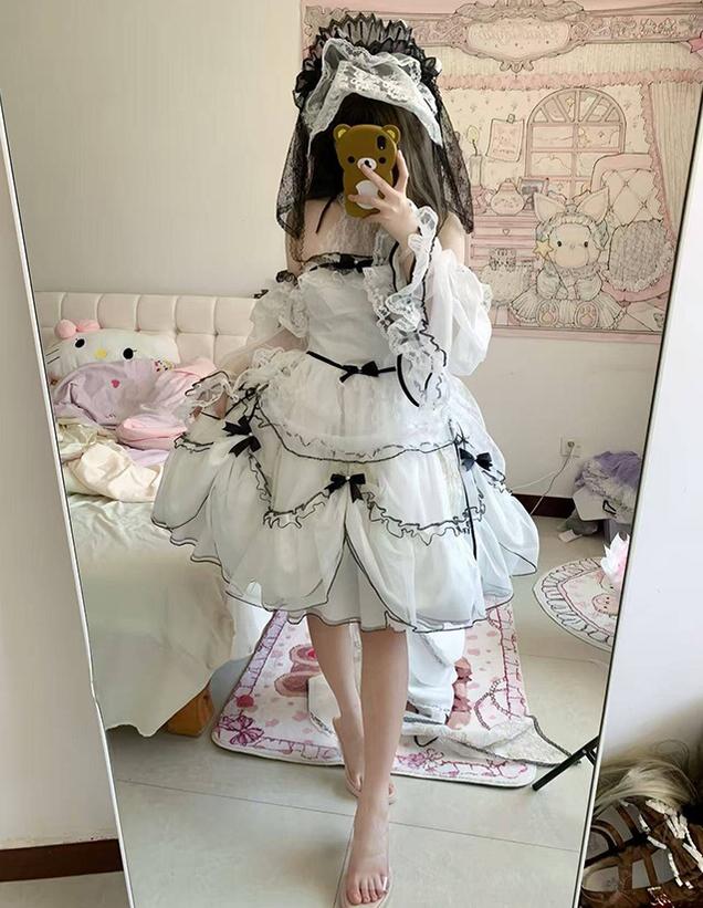 Daydream Whisper - Layered Poem - Wedding Sweet Plus Size Lolita JSK Dress Set - Image 21