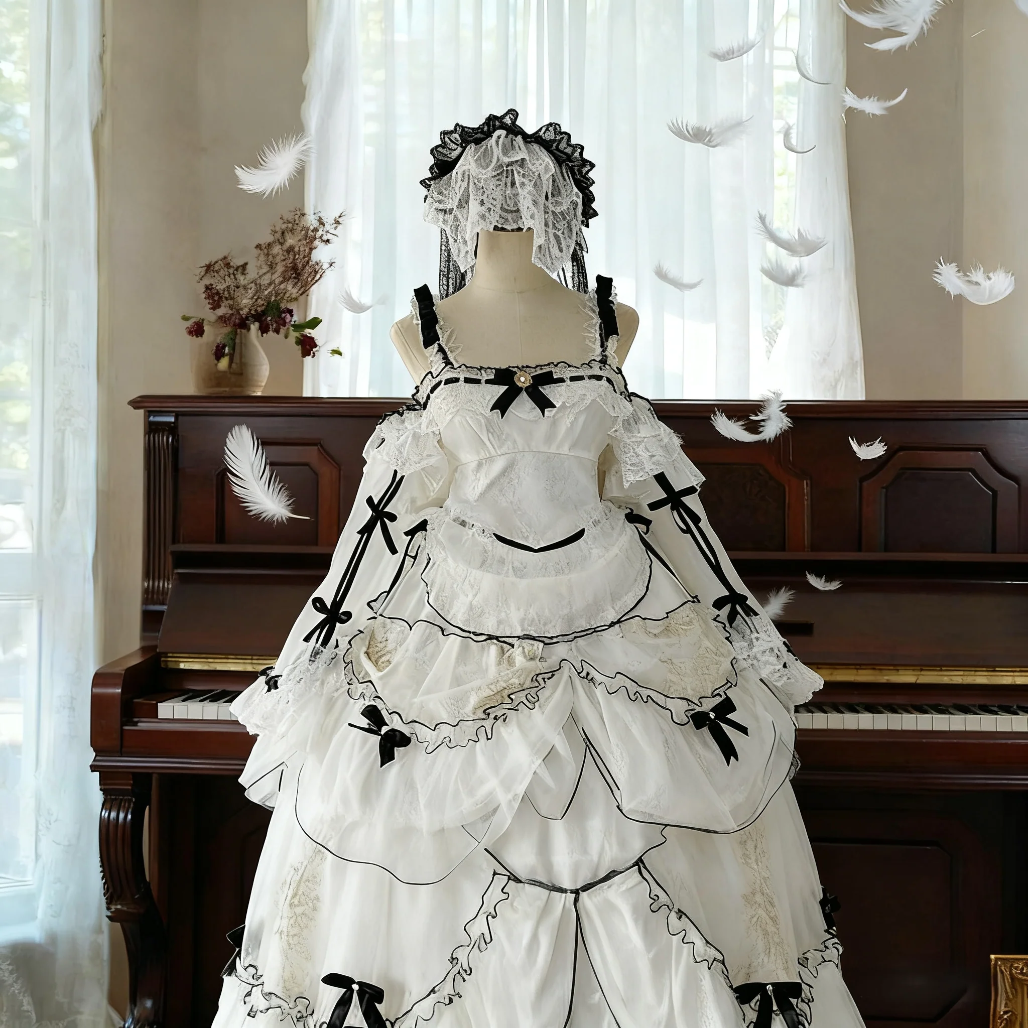 Daydream Whisper - Layered Poem - Wedding Sweet Plus Size Lolita JSK Dress Set - Image 8