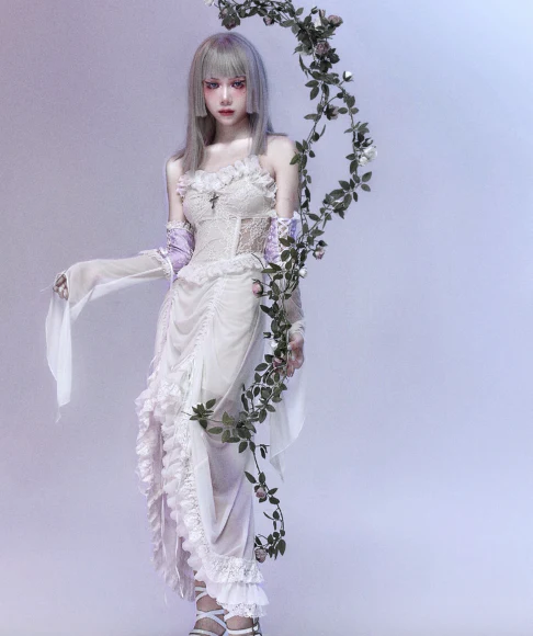Blood Supply - God's Redemption - White Gothic Halloween Jumper Dress - Image 12