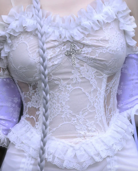 Blood Supply - God's Redemption - White Gothic Halloween Jumper Dress - Image 6