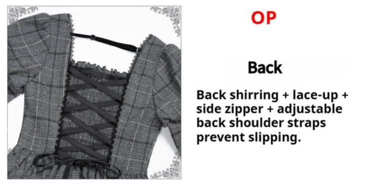 With PUJI - Yesterday's Epistle - Winter Classic Lolita Plaid Dress Set, Fishbone Waist - Image 23