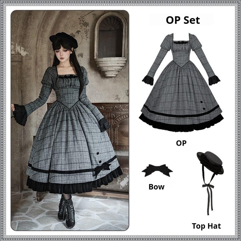 With PUJI - Yesterday's Epistle - Winter Classic Lolita Plaid Dress Set, Fishbone Waist - Image 26