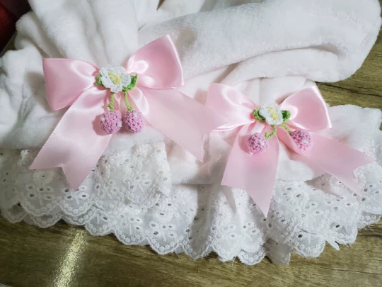 Winter Coral Fleece Lolita Bloomers, Lace Trimmed - Image 3