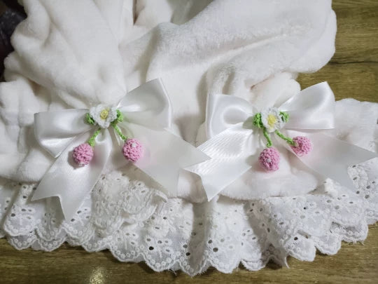 Winter Coral Fleece Lolita Bloomers, Lace Trimmed - Image 4
