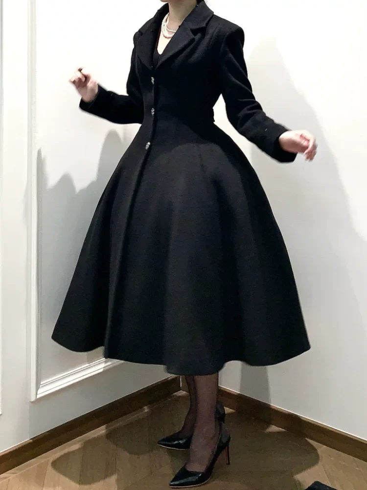 Black Mamba - Winter Elegant Lolita Coat, Detachable Fur Collar - Image 11
