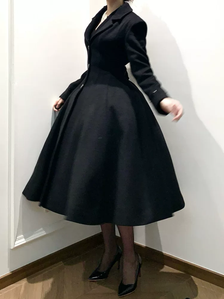 Black Mamba - Winter Elegant Lolita Coat, Detachable Fur Collar - Image 13