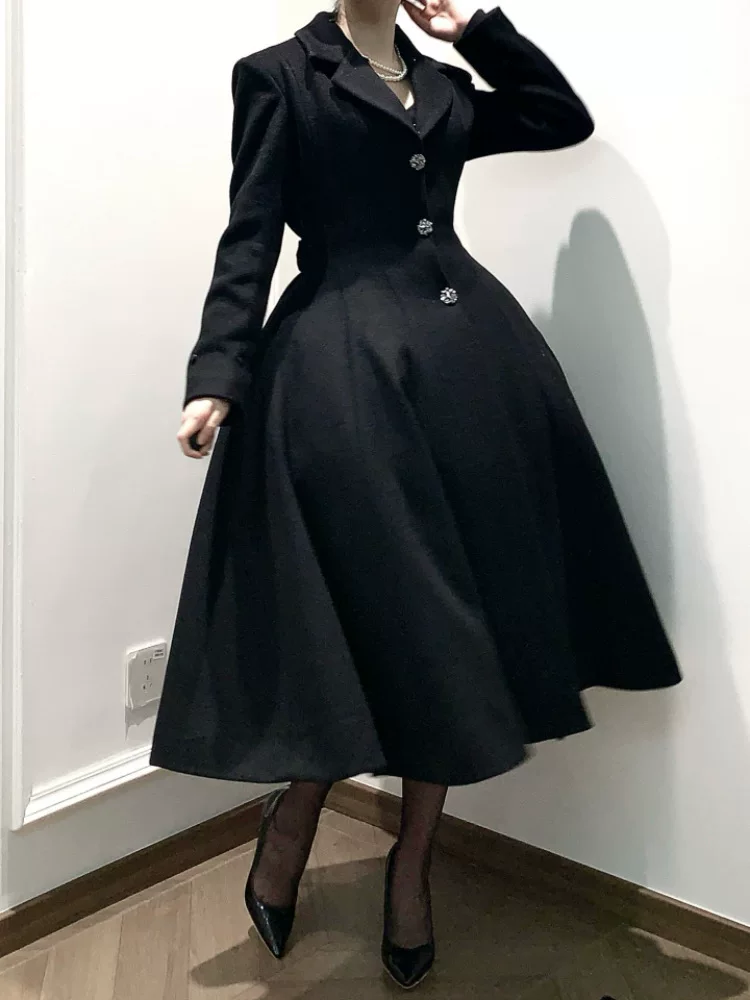 Black Mamba - Winter Elegant Lolita Coat, Detachable Fur Collar - Image 8