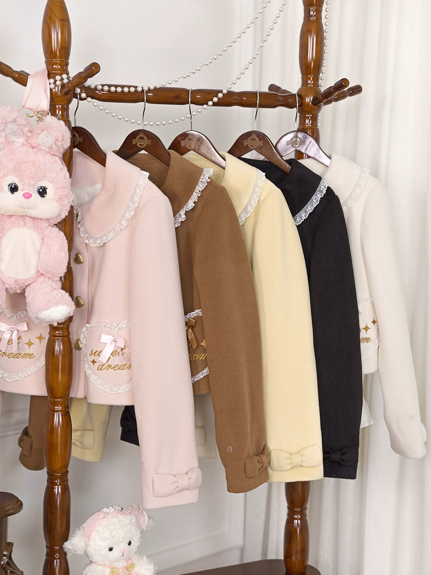 Milk Puff - Winter Fleece-lined Sweet Lolita Coat, Detachable Collar - Image 2