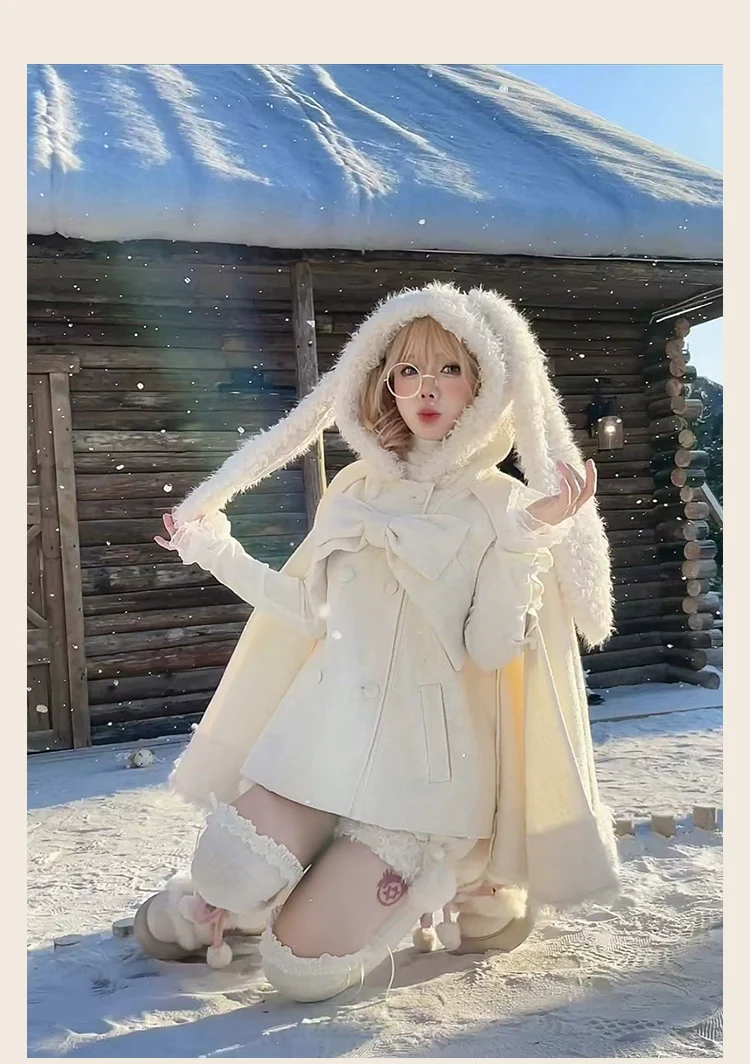 Rabbit & Bear - Winter Kawaii Lolita Cape and Shorts - Image 13