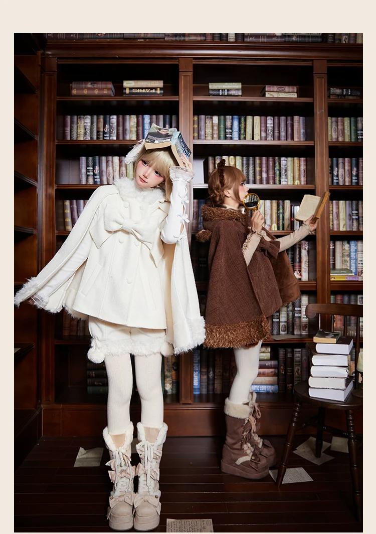 Rabbit & Bear - Winter Kawaii Lolita Cape and Shorts - Image 2
