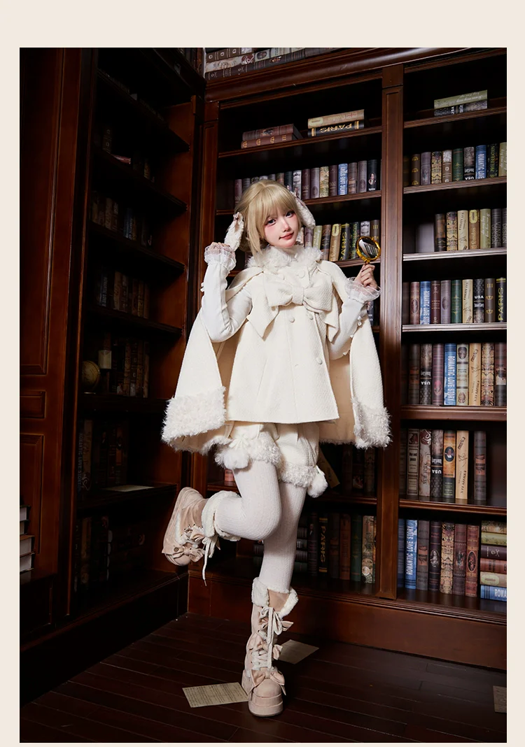 Rabbit & Bear - Winter Kawaii Lolita Cape and Shorts - Image 6