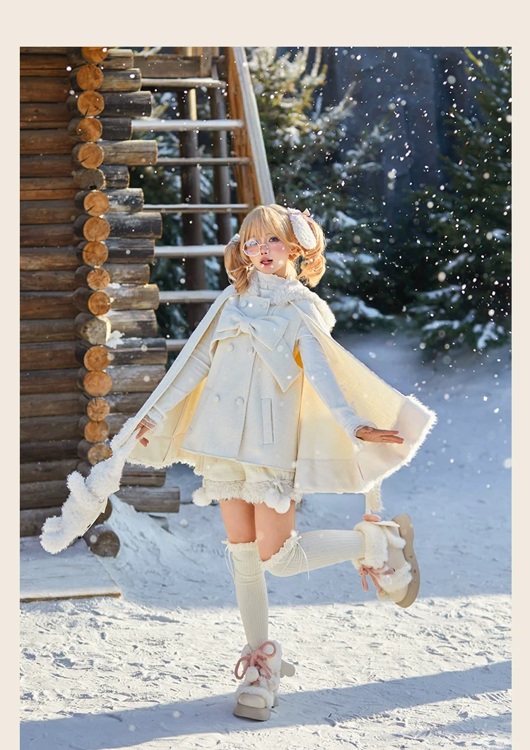 Rabbit & Bear - Winter Kawaii Lolita Cape and Shorts - Image 9