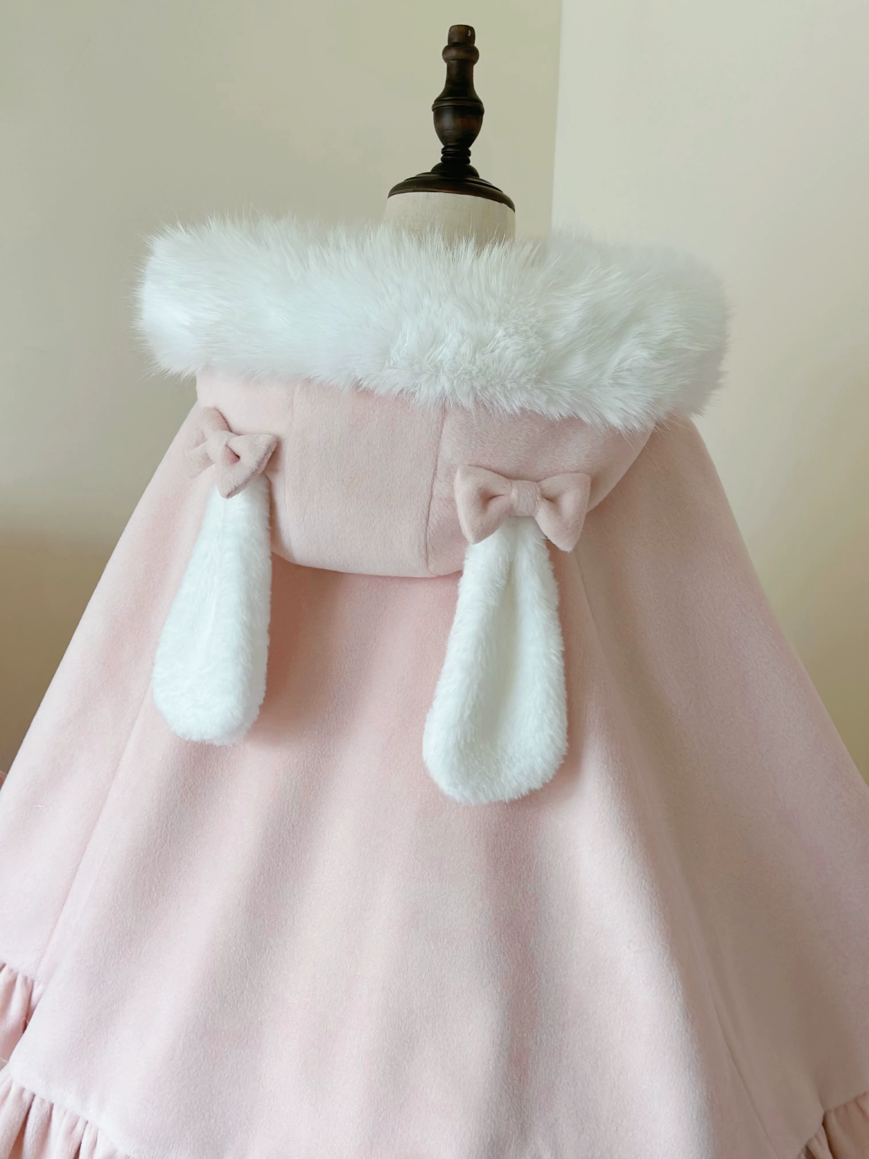 Winter Kawaii Lolita Cape with Bunny Ear Hood - Image 13