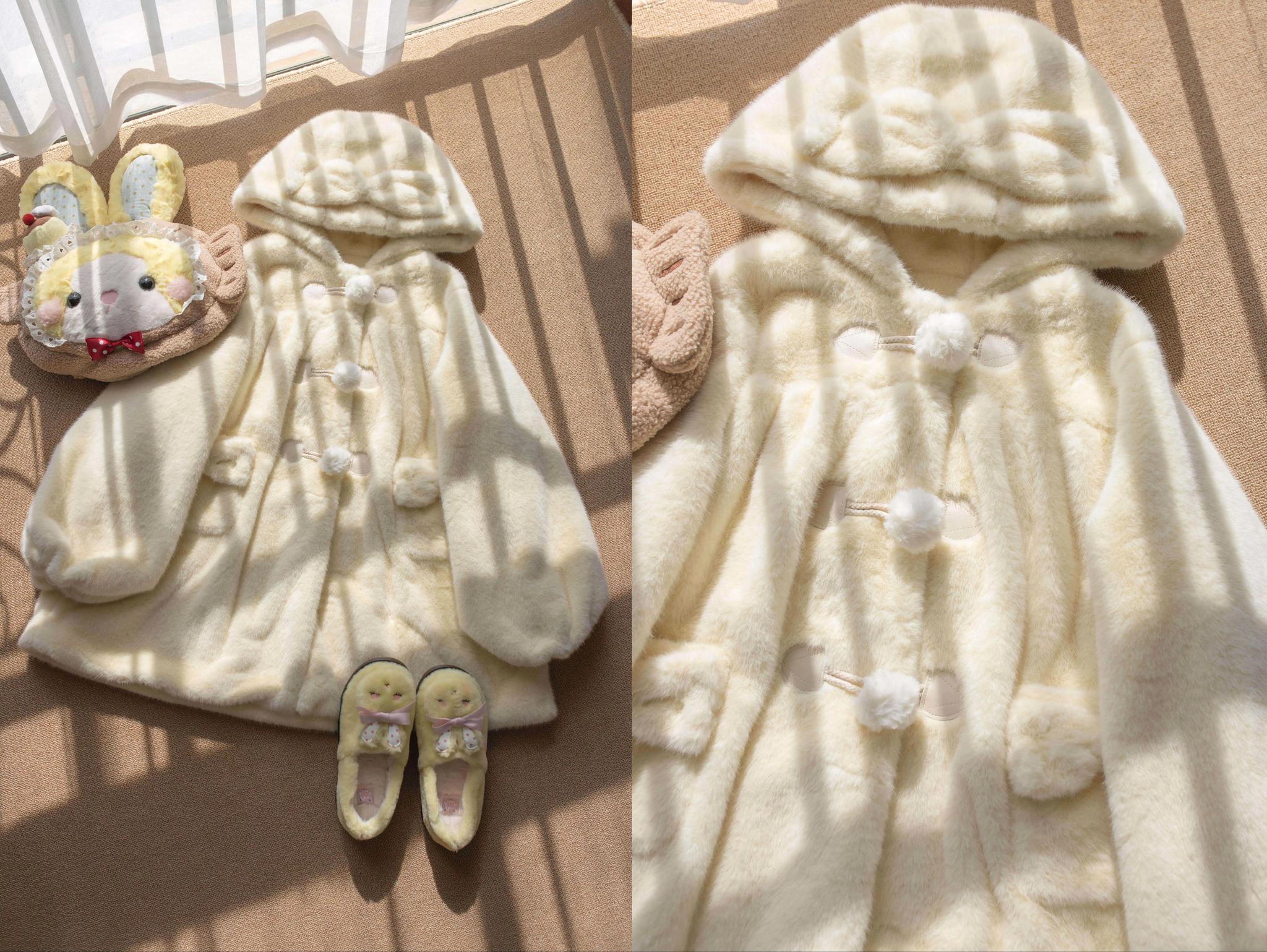 Cream Cheese - Winter Kawaii Lolita Overcoat Thickened Hooded Loose Outwear - Image 10