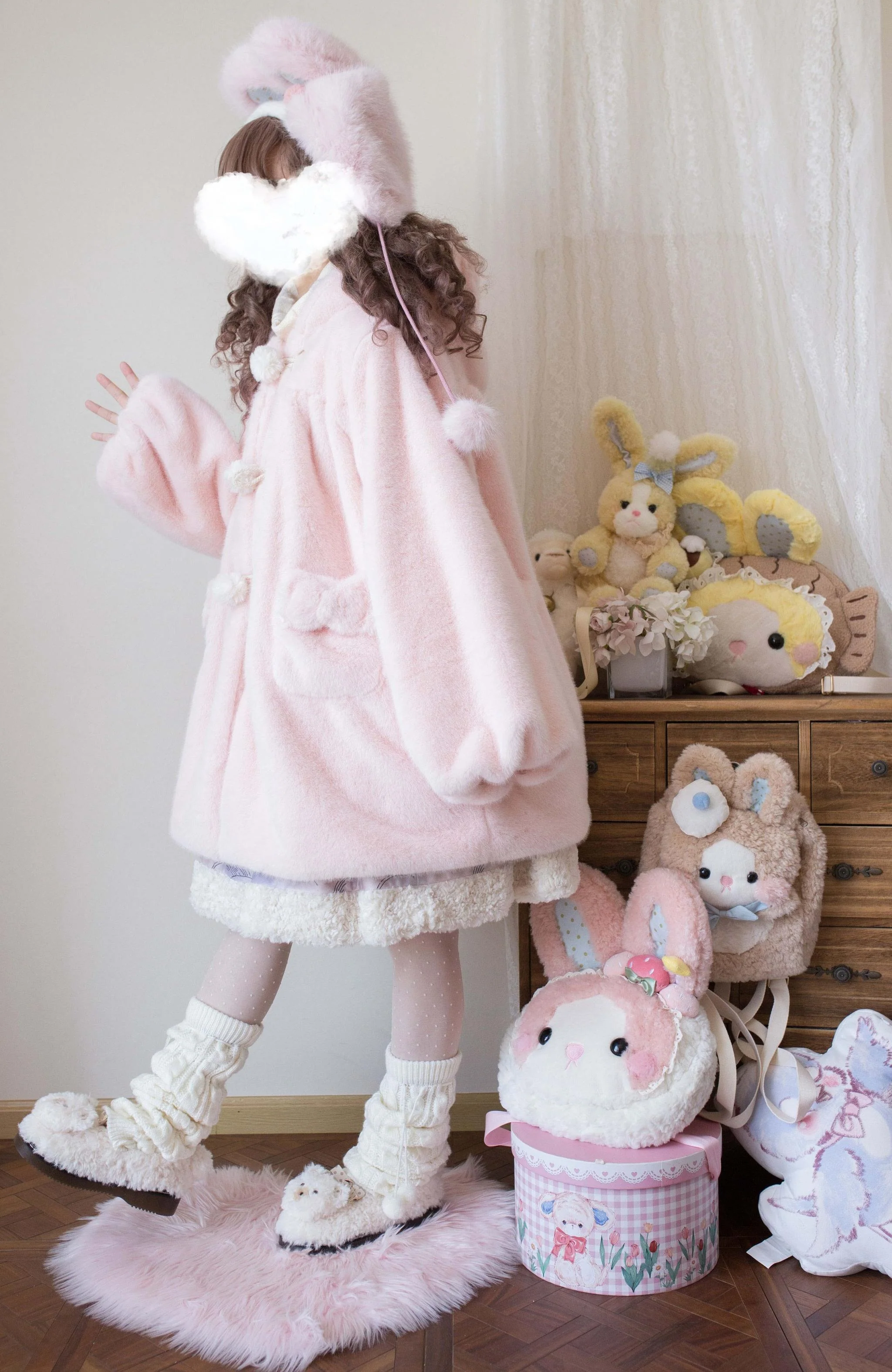 Cream Cheese - Winter Kawaii Lolita Overcoat Thickened Hooded Loose Outwear - Image 11