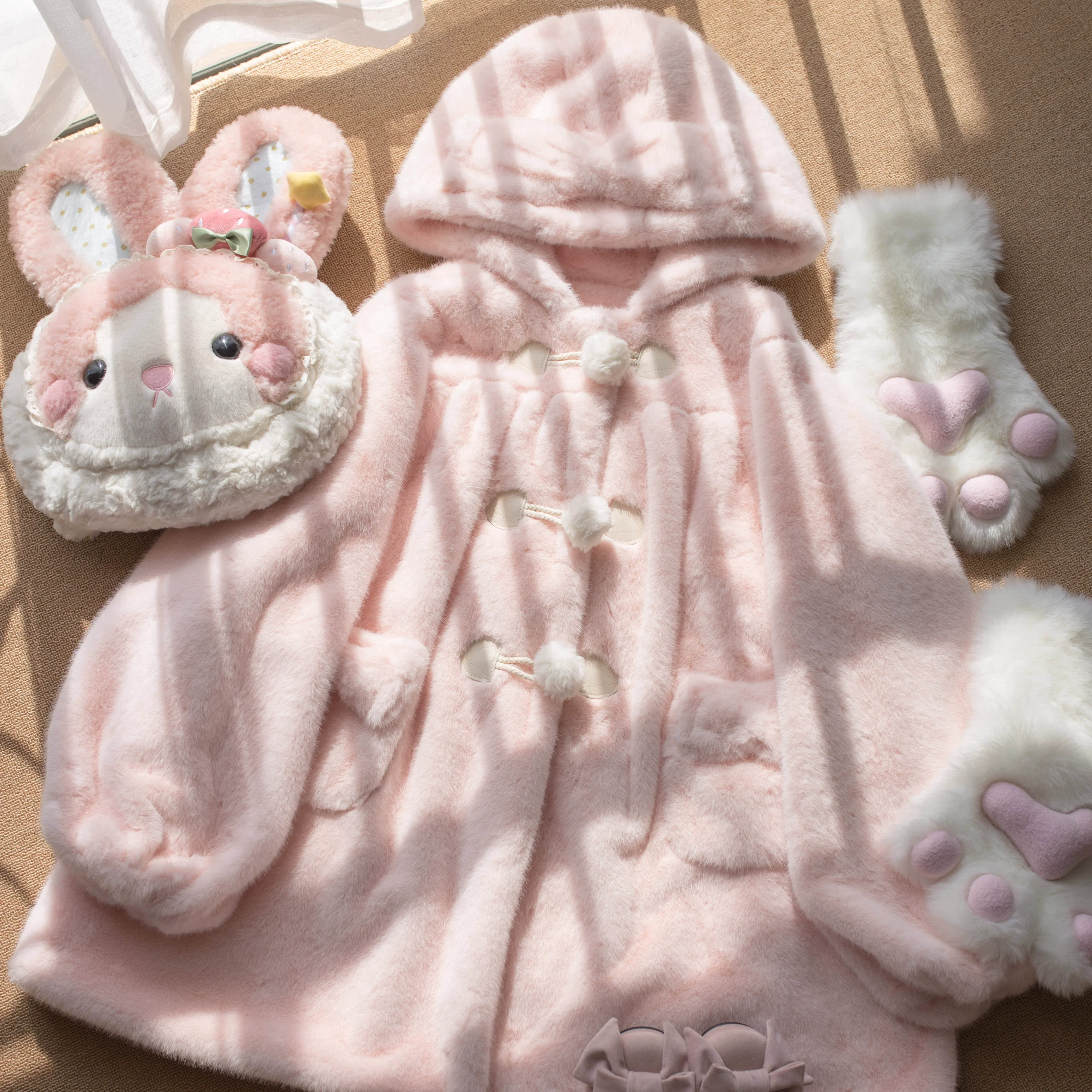 Cream Cheese - Winter Kawaii Lolita Overcoat Thickened Hooded Loose Outwear - Image 14