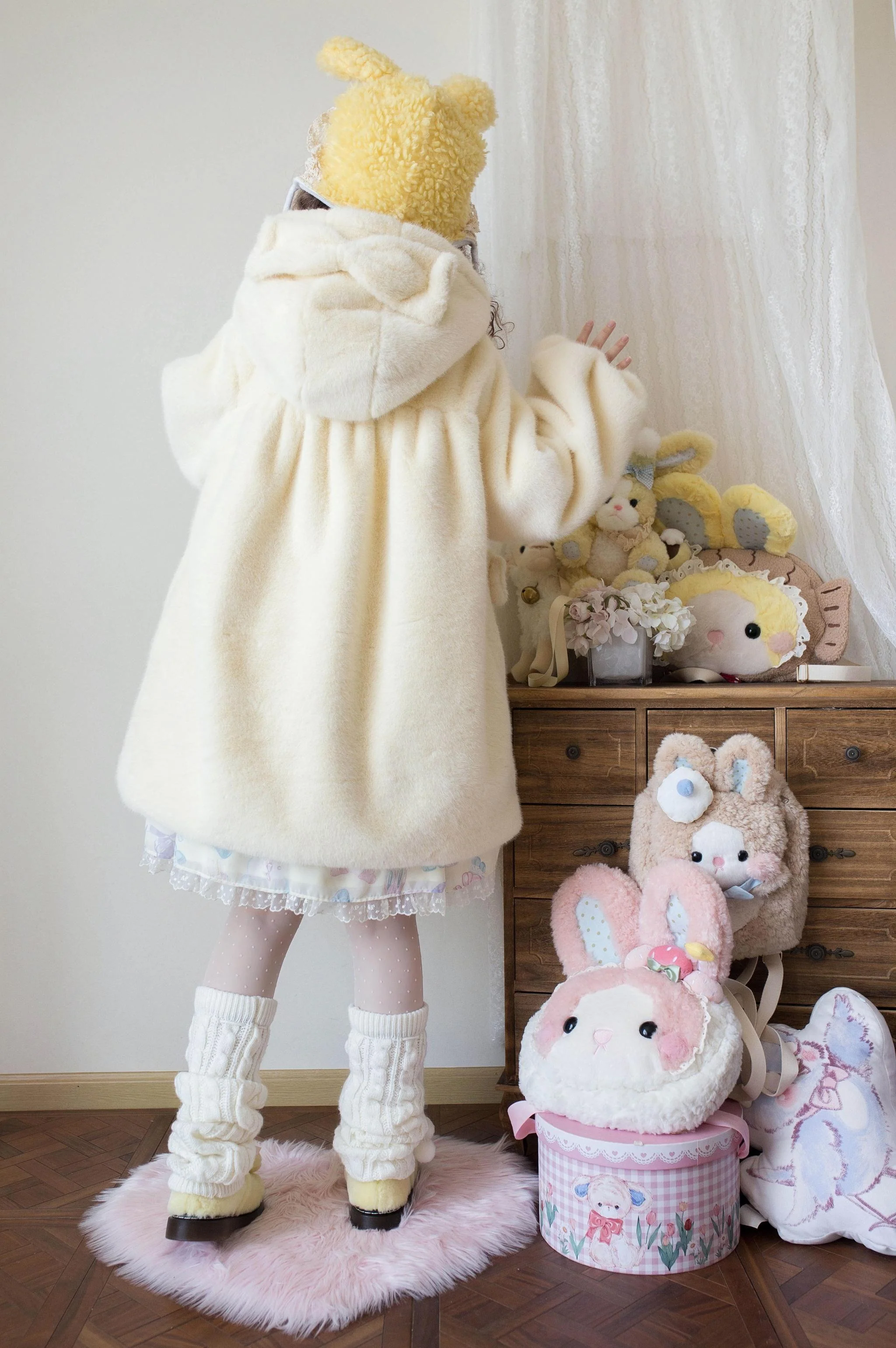 Cream Cheese - Winter Kawaii Lolita Overcoat Thickened Hooded Loose Outwear - Image 5