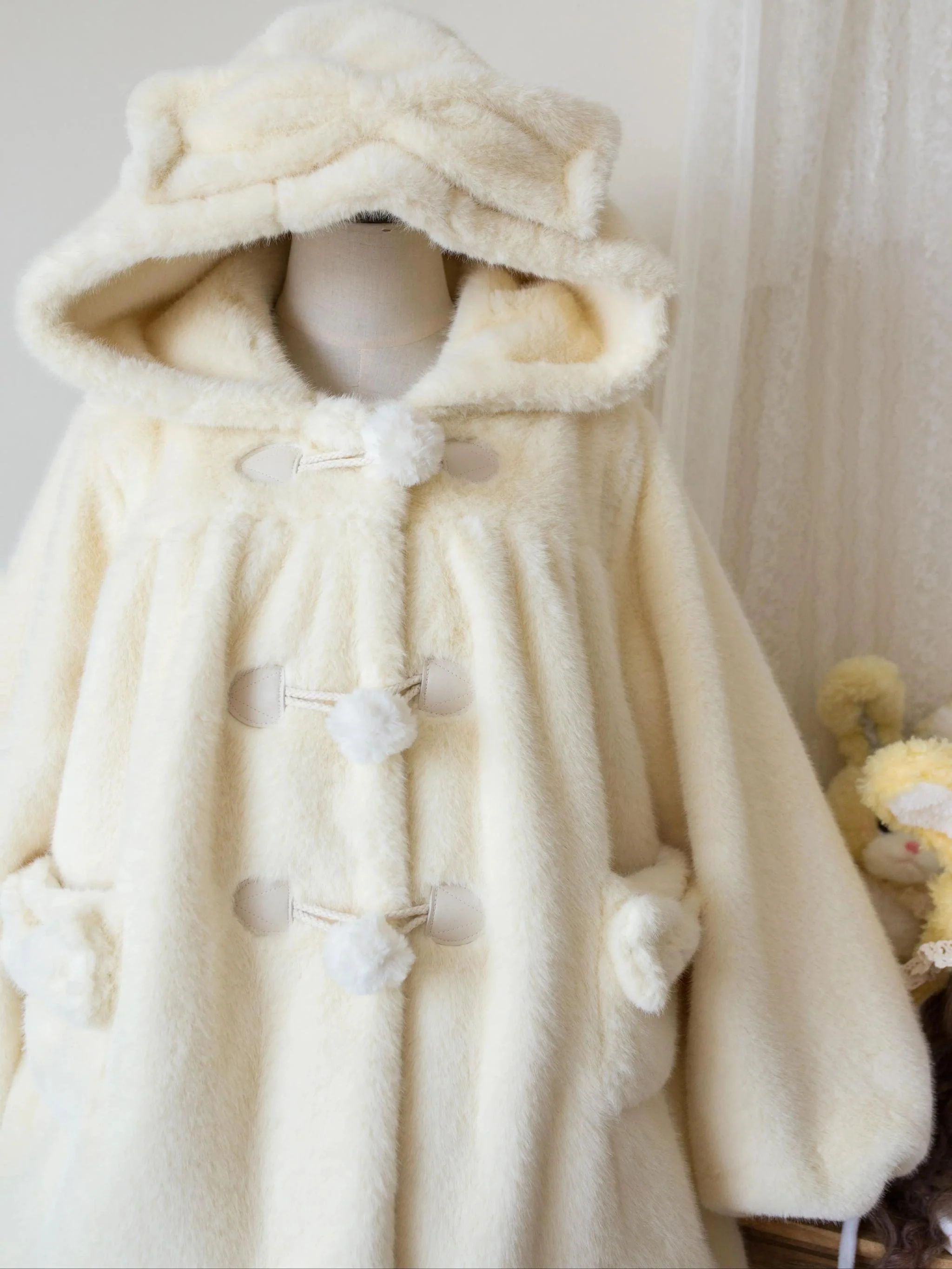 Cream Cheese - Winter Kawaii Lolita Overcoat Thickened Hooded Loose Outwear - Image 7