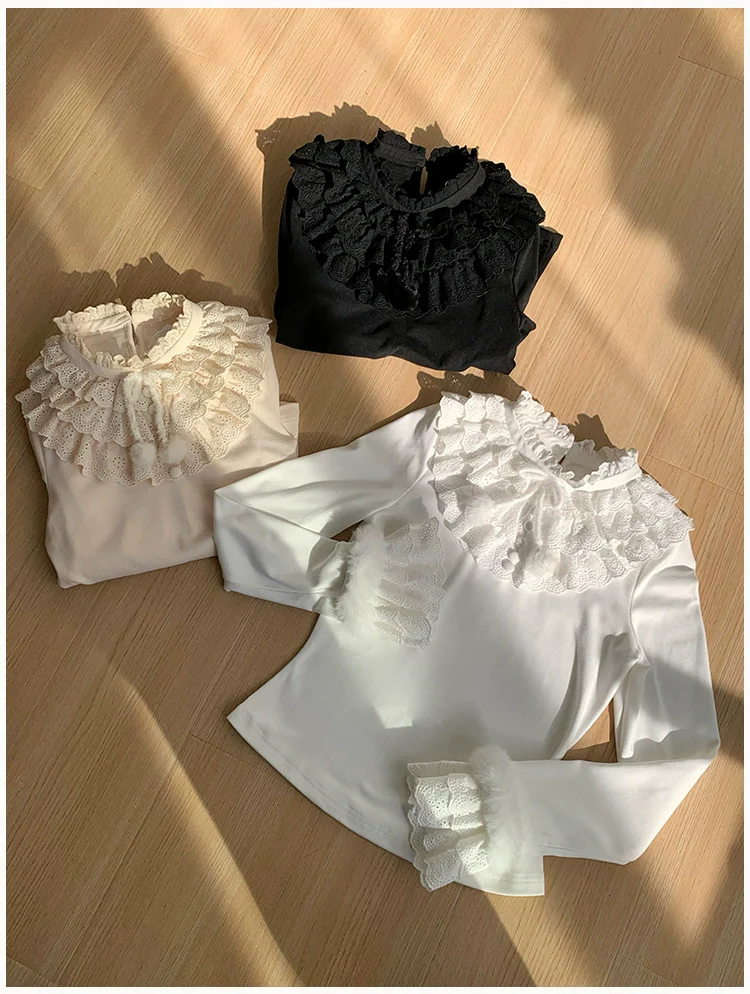 With PUJI - Frostfall - Winter Sweet Lolita Inner Wear, Layered Lace - Image 10