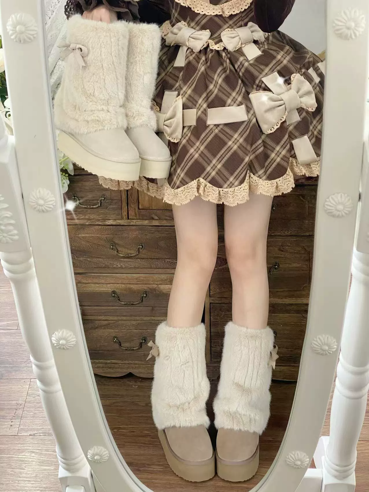 Winter Love Song - Winter Lolita Mid-Calf Boots Plush Snow Boots Thick Sole - Image 11