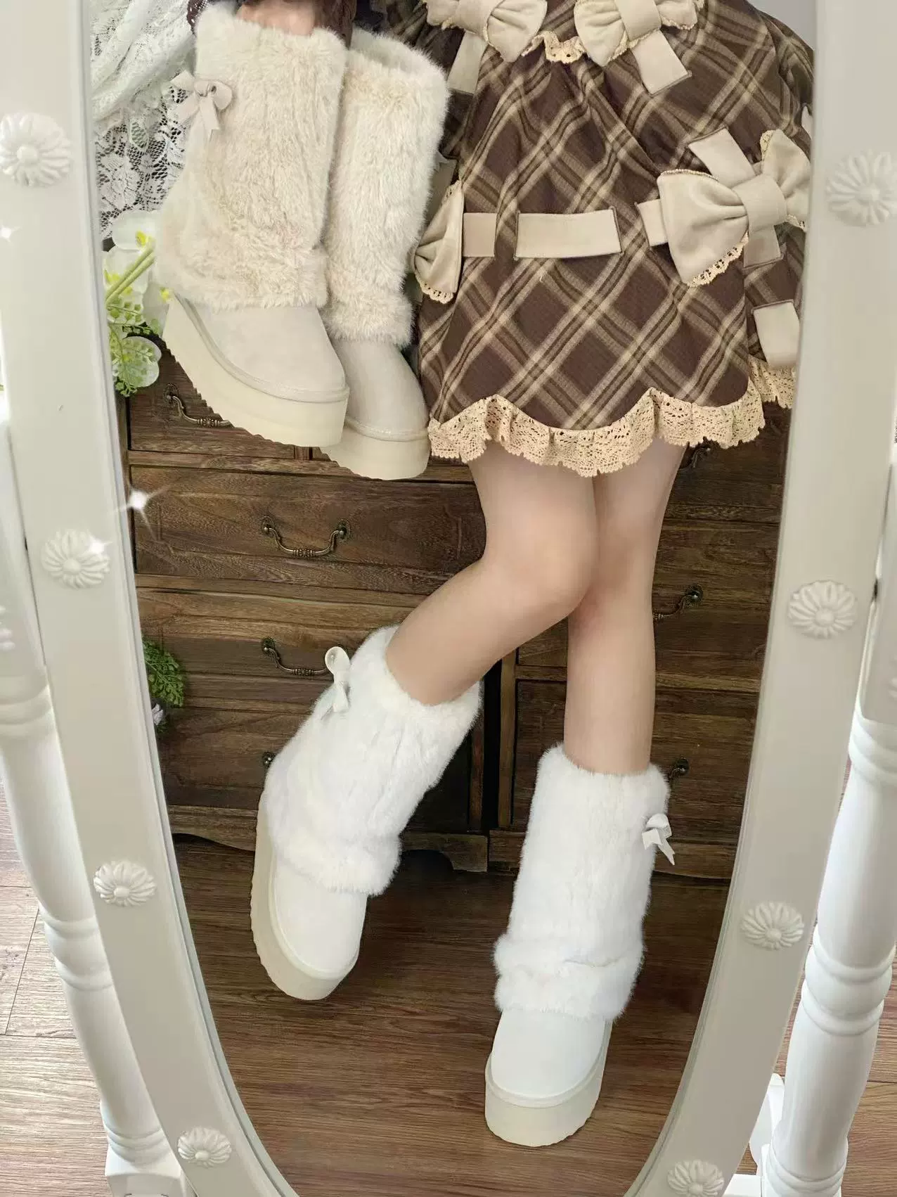 Winter Love Song - Winter Lolita Mid-Calf Boots Plush Snow Boots Thick Sole - Image 13