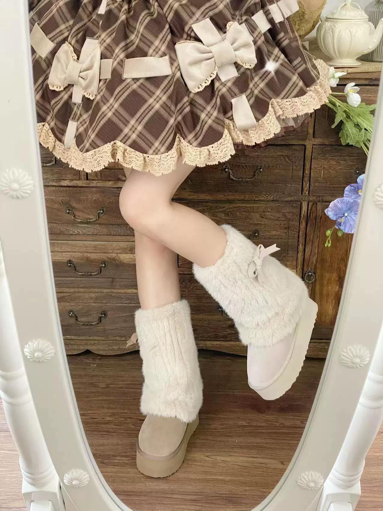 Winter Love Song - Winter Lolita Mid-Calf Boots Plush Snow Boots Thick Sole - Image 19