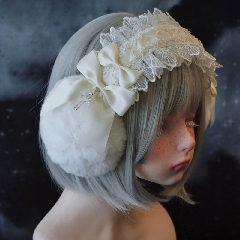 Strange Sugar - Winter Sweet Lolita Plush Ear Muffs Lace Headband - Image 4