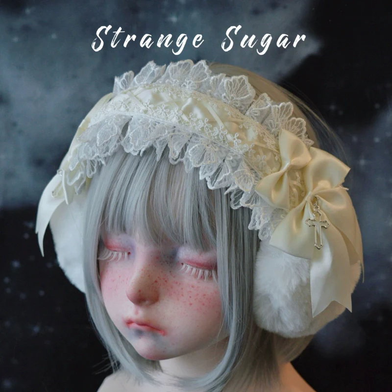 Strange Sugar - Winter Sweet Lolita Plush Ear Muffs Lace Headband - Image 5
