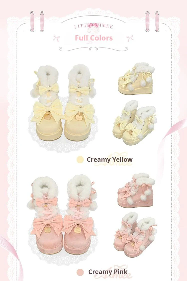 Aimee - Warm - Winter Sweet Lolita Snow Boots Thick Sole Fleece Shoes - Image 25