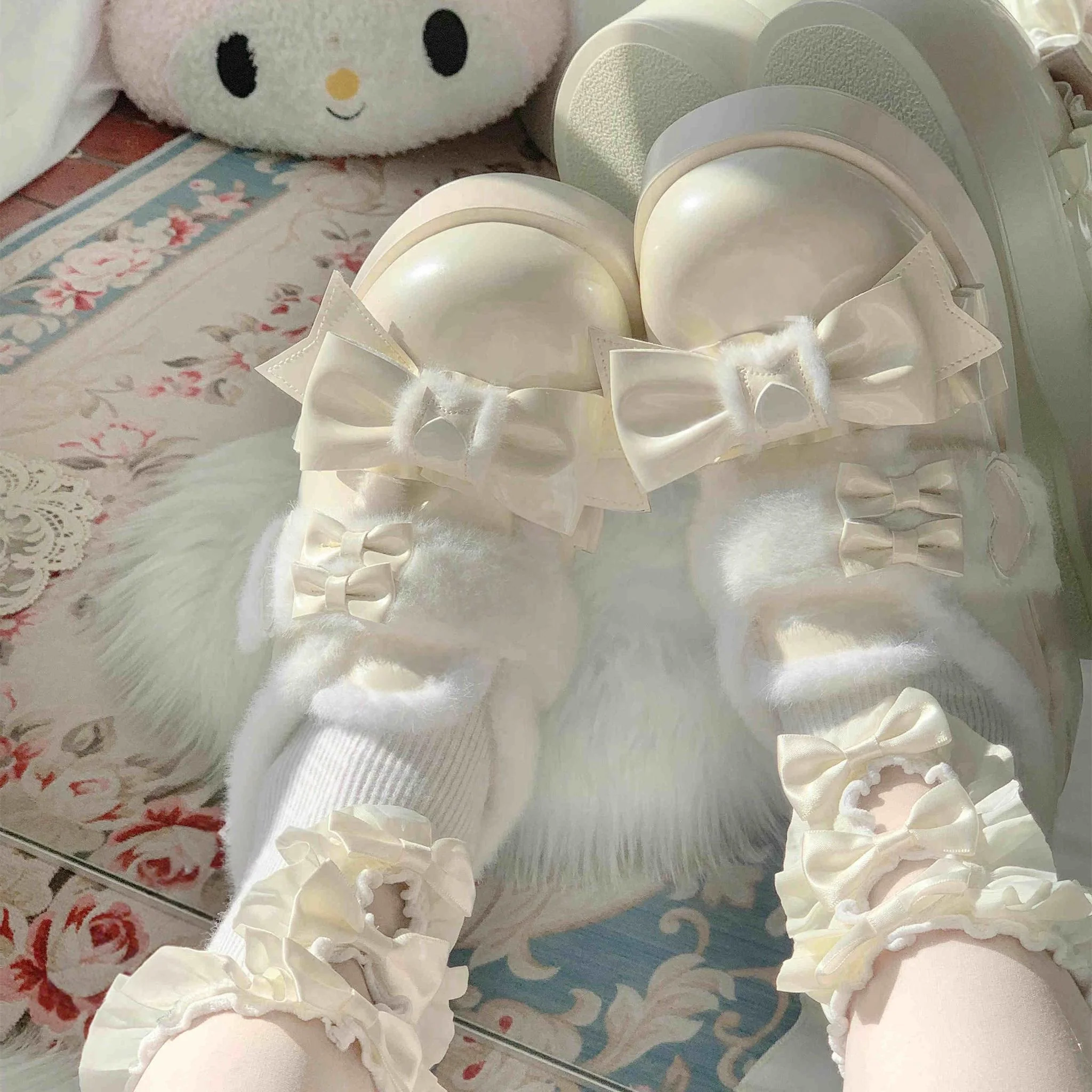 Cozy Cake - Winter Warm-lined Sweet Lolita Platform Shoes - Image 6