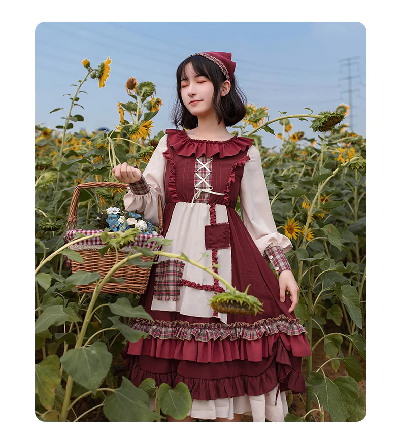 With PUJI - Little Red Riding Hood - Pastoral Lolita OP Fullset - Image 11