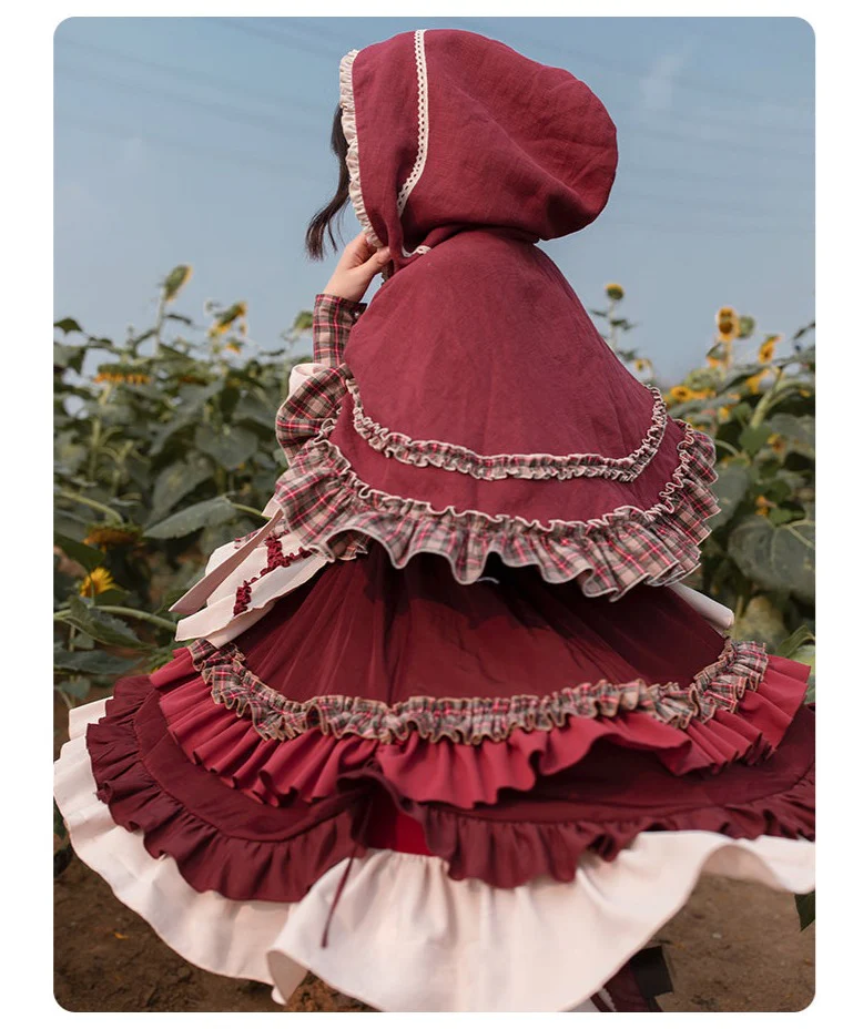 With PUJI - Little Red Riding Hood - Pastoral Lolita OP Fullset - Image 12