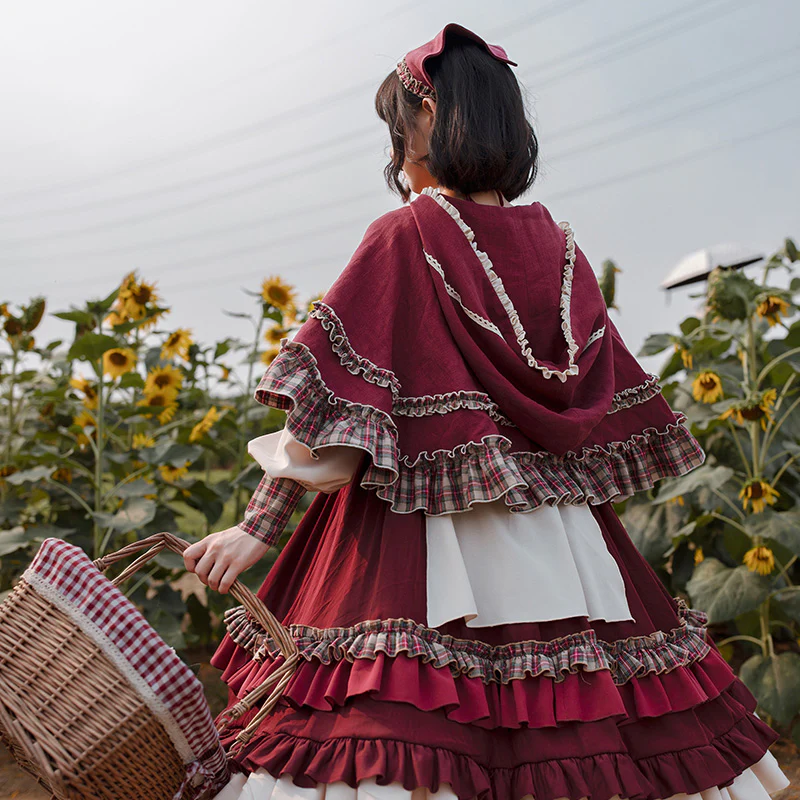 With PUJI - Little Red Riding Hood - Pastoral Lolita OP Fullset - Image 5