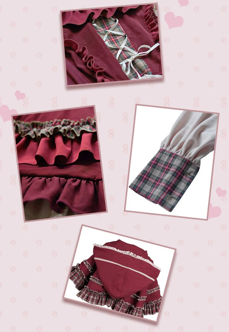 With PUJI - Little Red Riding Hood - Pastoral Lolita OP Fullset - Image 8