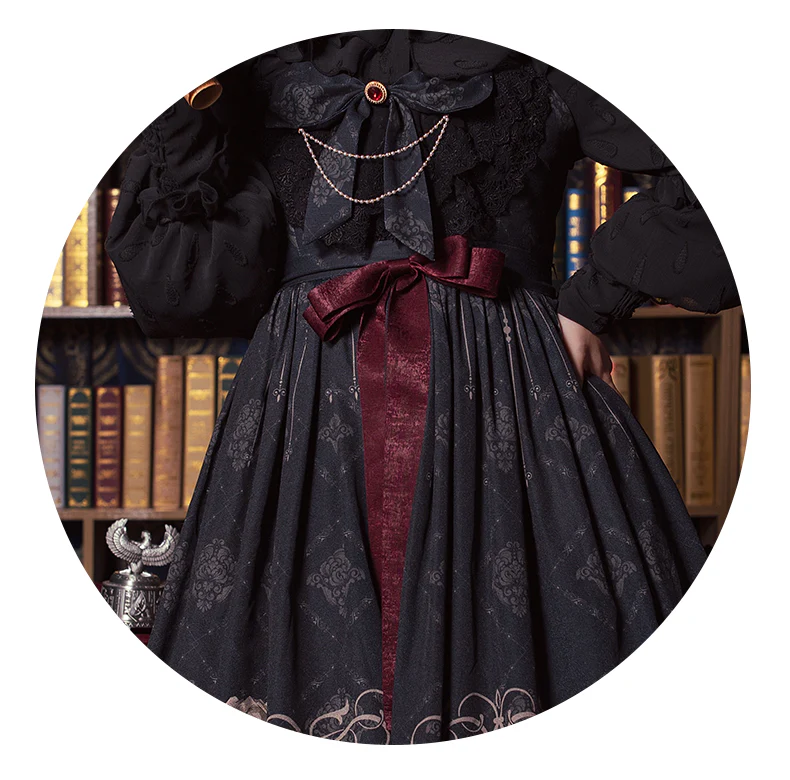 With PUJI - Nightingale and Rose - Gothic Black and Red JSK Dress - Image 10