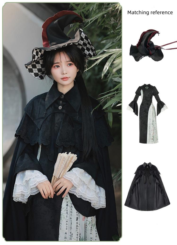 With Puji - Pilgrim - Black Gothic Lolita Cape, Detachable 2-Piece - Image 23