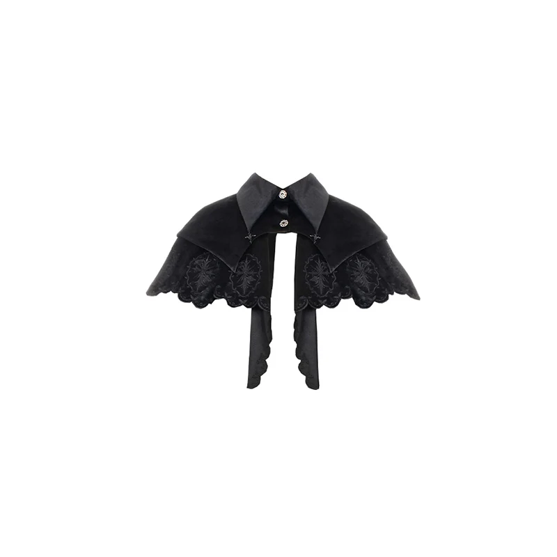 With Puji - Pilgrim - Black Gothic Lolita Cape, Detachable 2-Piece - Image 26