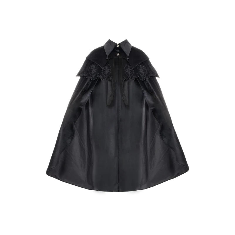 With Puji - Pilgrim - Black Gothic Lolita Cape, Detachable 2-Piece - Image 27