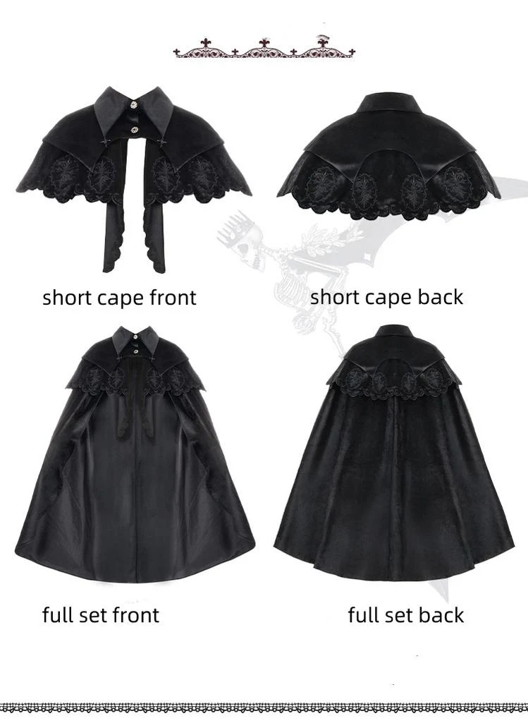 With Puji - Pilgrim - Black Gothic Lolita Cape, Detachable 2-Piece - Image 5