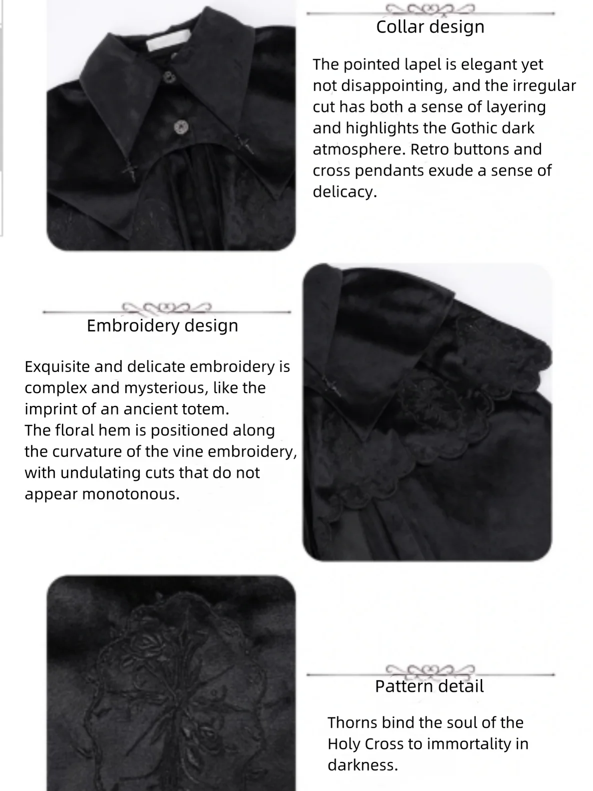 With Puji - Pilgrim - Black Gothic Lolita Cape, Detachable 2-Piece - Image 6