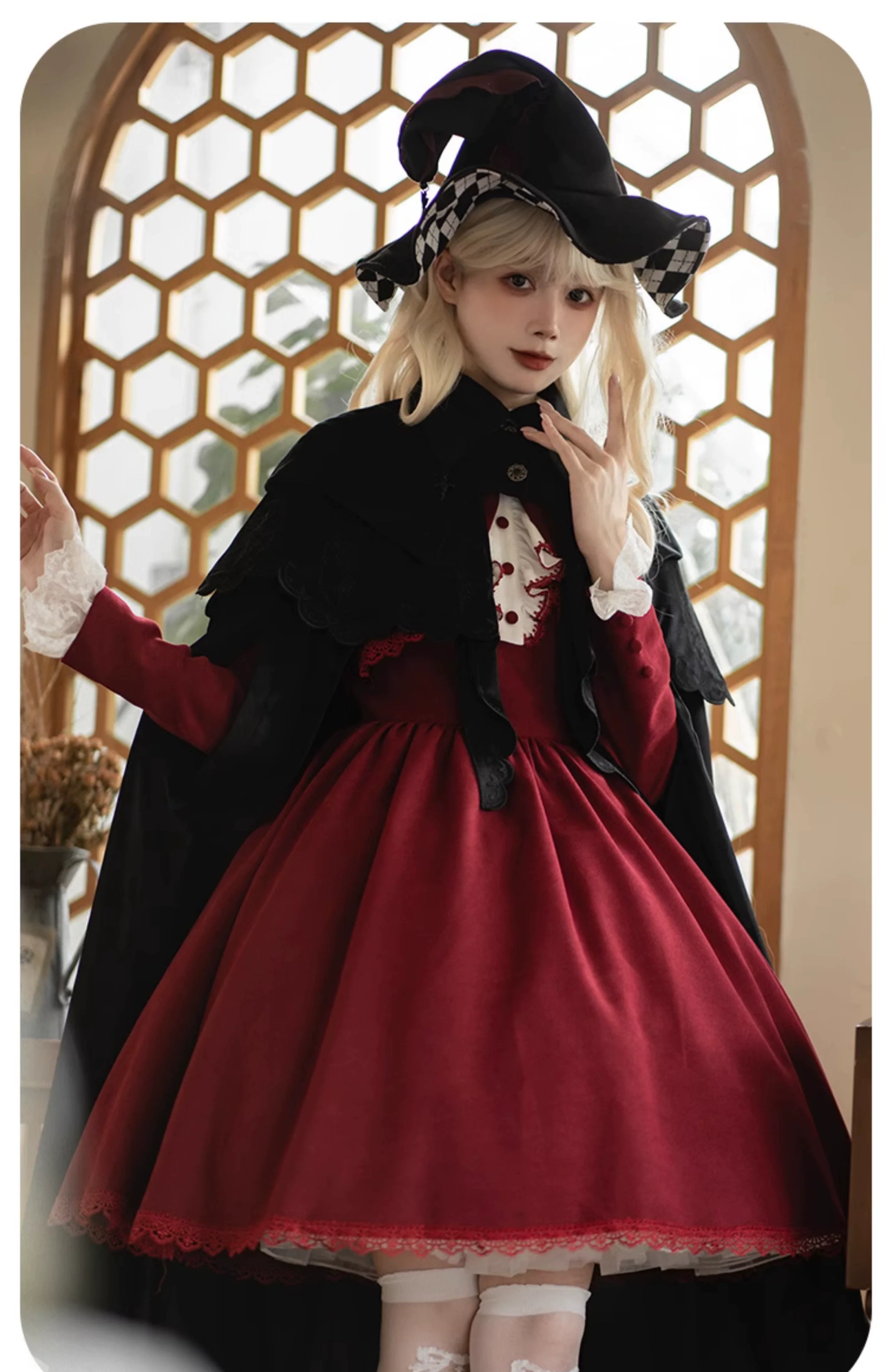 With Puji - Pilgrim - Black Gothic Lolita Cape, Detachable 2-Piece - Image 8