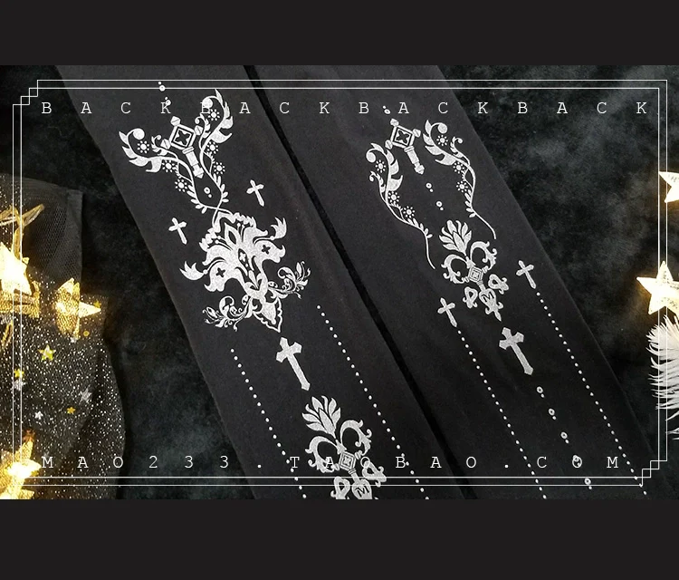 Elegant Lolita Pantyhose Daily Gold Foil Printing Tights - Image 28