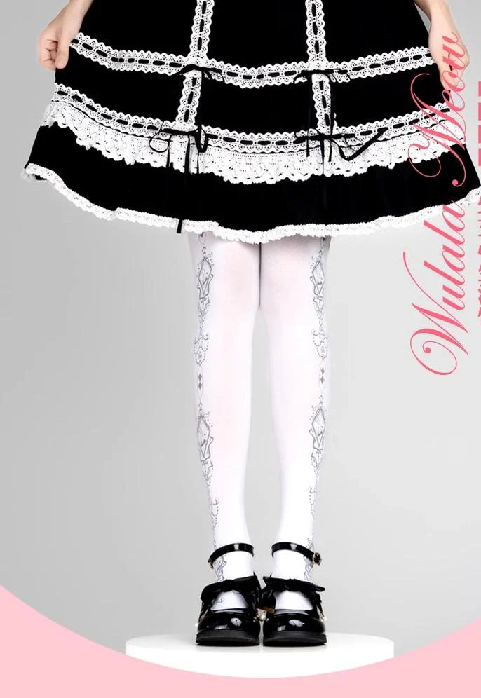Wulala Mew - Kawaii Lolita Pantyhose Velvet Daily Pantyhose - Image 2
