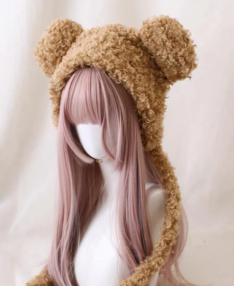 Xiaogui - Cute Lolita Teddy Bear Ears Hat Kawaii Winter Hat - Image 4