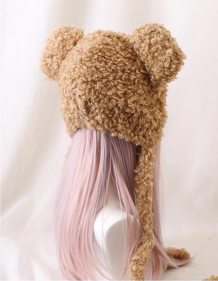 Xiaogui - Cute Lolita Teddy Bear Ears Hat Kawaii Winter Hat - Image 5