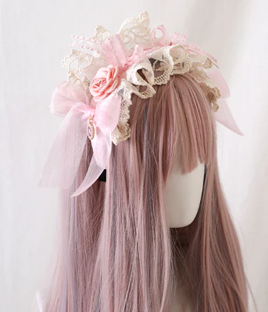 Xiaogui - Mood Limited Pink - Kawaii Lolita Lace Headdress Accessories - Image 13