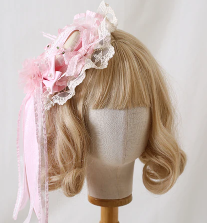 Xiaogui - Mood Limited Pink - Kawaii Lolita Lace Headdress Accessories - Image 15